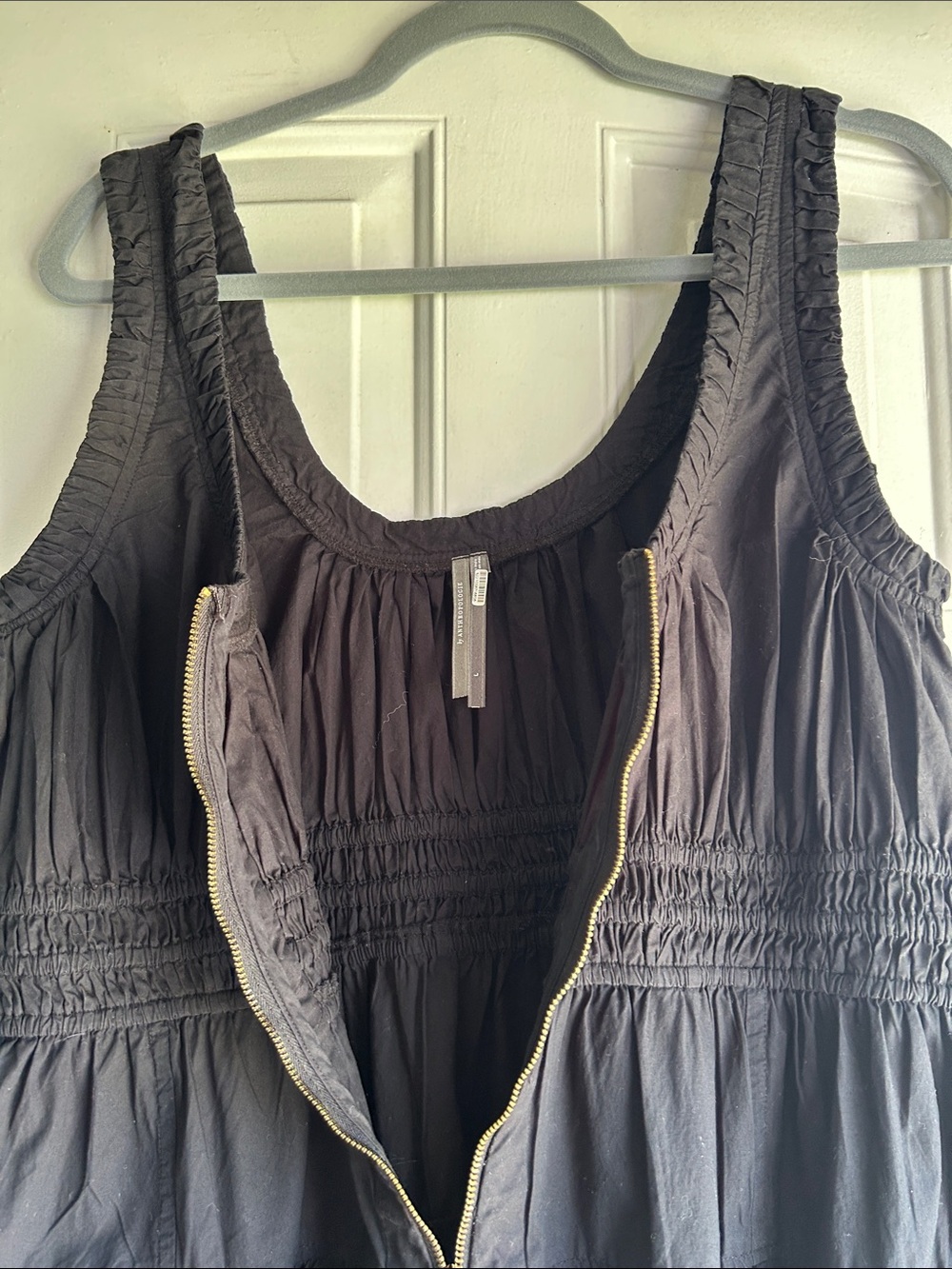 ANTHROPOLOGY COTTON SCOOP-NECK SMOCKED POPLIN MIDI DRESS SIZE L - Picture 6 of 13